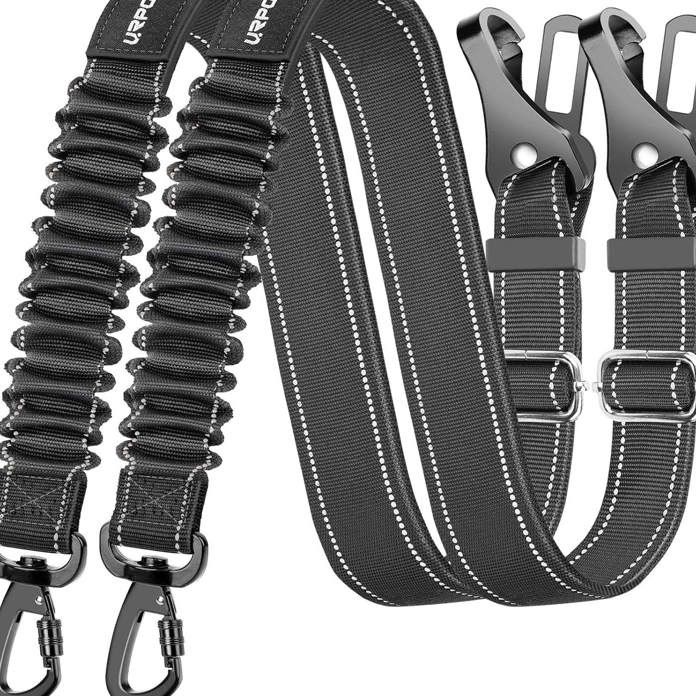 3-in-1 Bungee Dog Car Seat Belt 2-Pack - studio image 1