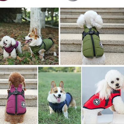 Pet Dog Jacket with Harness Ring Winter Warm Vest Dog Clothes for Small Dog Waterproof Coat Chihuahua French Bulldog Outfits