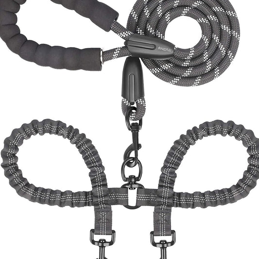 Dual Dog Leash with Swivel Bungee - studio image 1