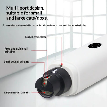 Electric Pet Nail Grinder for Dogs Cats, Quiet Claw Trimmer with LED Light & Safety Guard, Rechargeable Puppy Nail File Painless