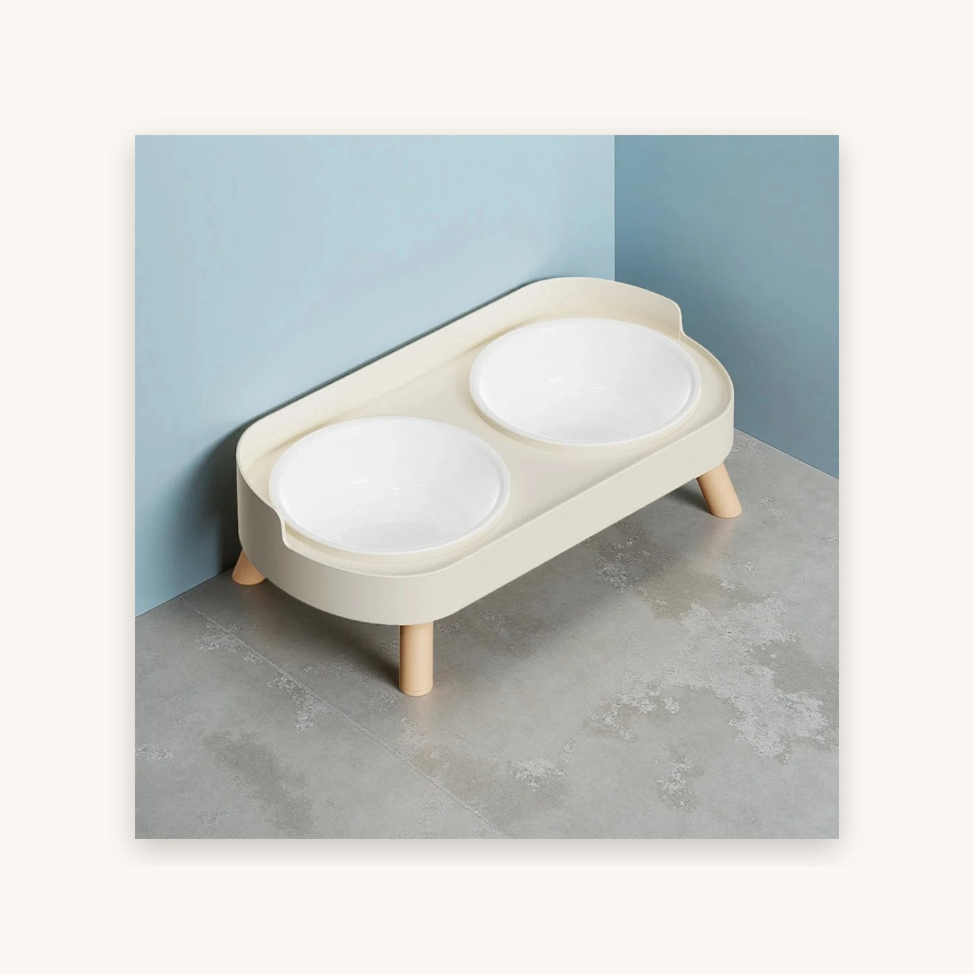 Comedero elevado doble con platos de acero inoxidable