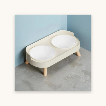 Comedero elevado doble con platos de acero inoxidable