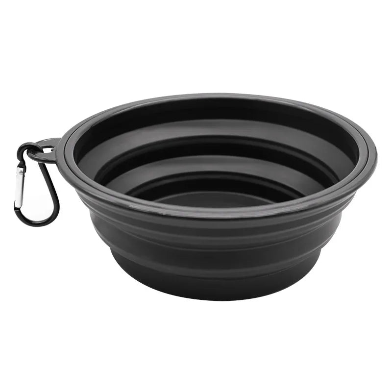 Folding Portable Silicone Dog Feeder Bowl 2 in 1 Pet Dispenser Outdoor Travel Dog Cat with Carabiner Bottle Food Water Container